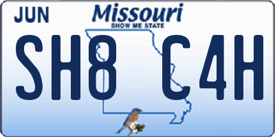 MO license plate SH8C4H