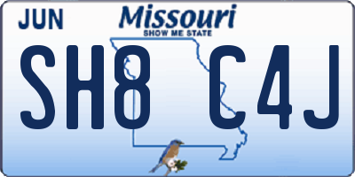 MO license plate SH8C4J