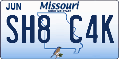 MO license plate SH8C4K