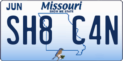 MO license plate SH8C4N