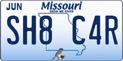 MO license plate SH8C4R