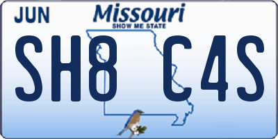 MO license plate SH8C4S