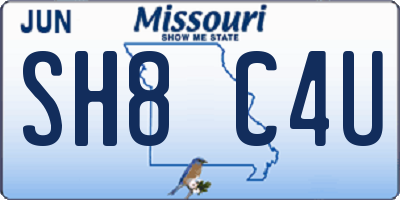 MO license plate SH8C4U