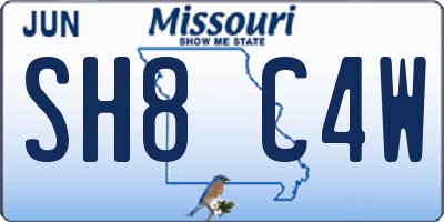 MO license plate SH8C4W
