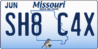 MO license plate SH8C4X
