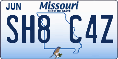 MO license plate SH8C4Z