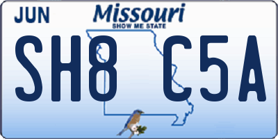 MO license plate SH8C5A