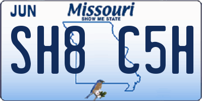 MO license plate SH8C5H