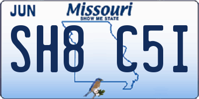 MO license plate SH8C5I