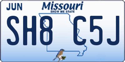 MO license plate SH8C5J