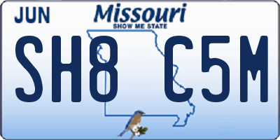 MO license plate SH8C5M