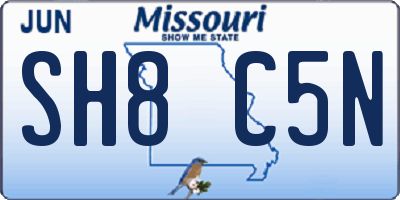 MO license plate SH8C5N