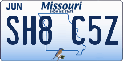 MO license plate SH8C5Z