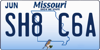 MO license plate SH8C6A
