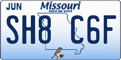MO license plate SH8C6F