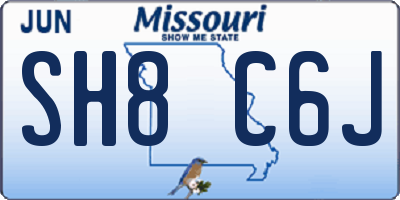 MO license plate SH8C6J