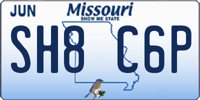 MO license plate SH8C6P