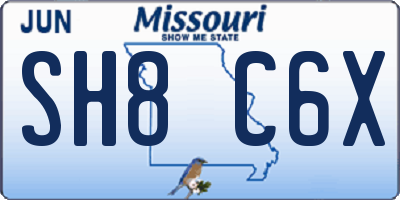 MO license plate SH8C6X
