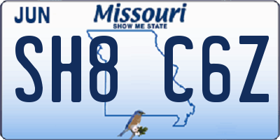 MO license plate SH8C6Z
