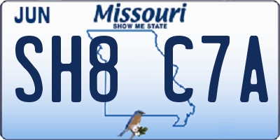 MO license plate SH8C7A