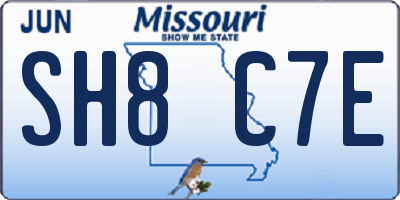 MO license plate SH8C7E