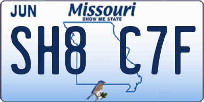 MO license plate SH8C7F