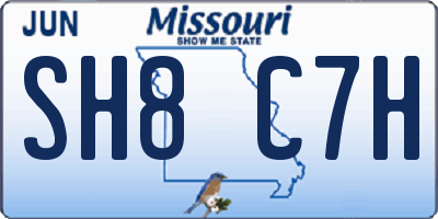 MO license plate SH8C7H