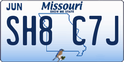 MO license plate SH8C7J