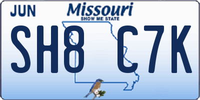 MO license plate SH8C7K
