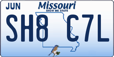 MO license plate SH8C7L