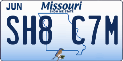 MO license plate SH8C7M