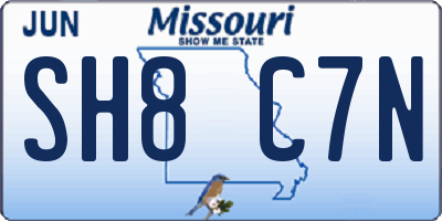 MO license plate SH8C7N