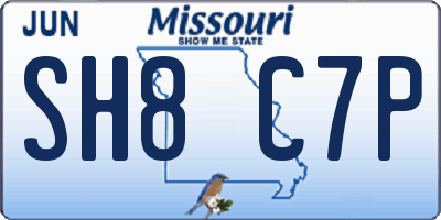 MO license plate SH8C7P