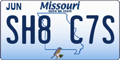 MO license plate SH8C7S