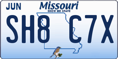 MO license plate SH8C7X