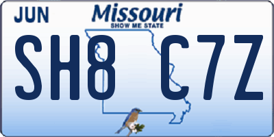 MO license plate SH8C7Z