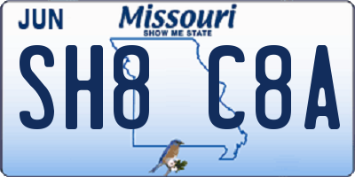 MO license plate SH8C8A
