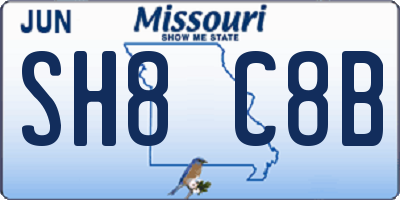 MO license plate SH8C8B