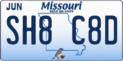 MO license plate SH8C8D