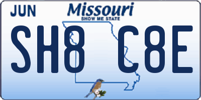 MO license plate SH8C8E