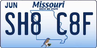 MO license plate SH8C8F