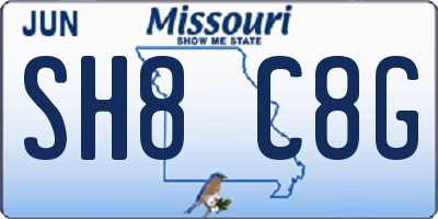 MO license plate SH8C8G