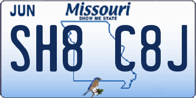 MO license plate SH8C8J