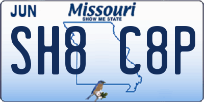 MO license plate SH8C8P