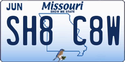 MO license plate SH8C8W