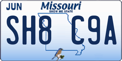 MO license plate SH8C9A