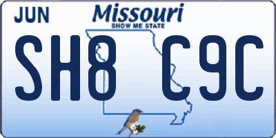 MO license plate SH8C9C