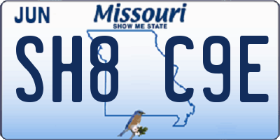 MO license plate SH8C9E