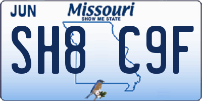 MO license plate SH8C9F