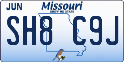 MO license plate SH8C9J